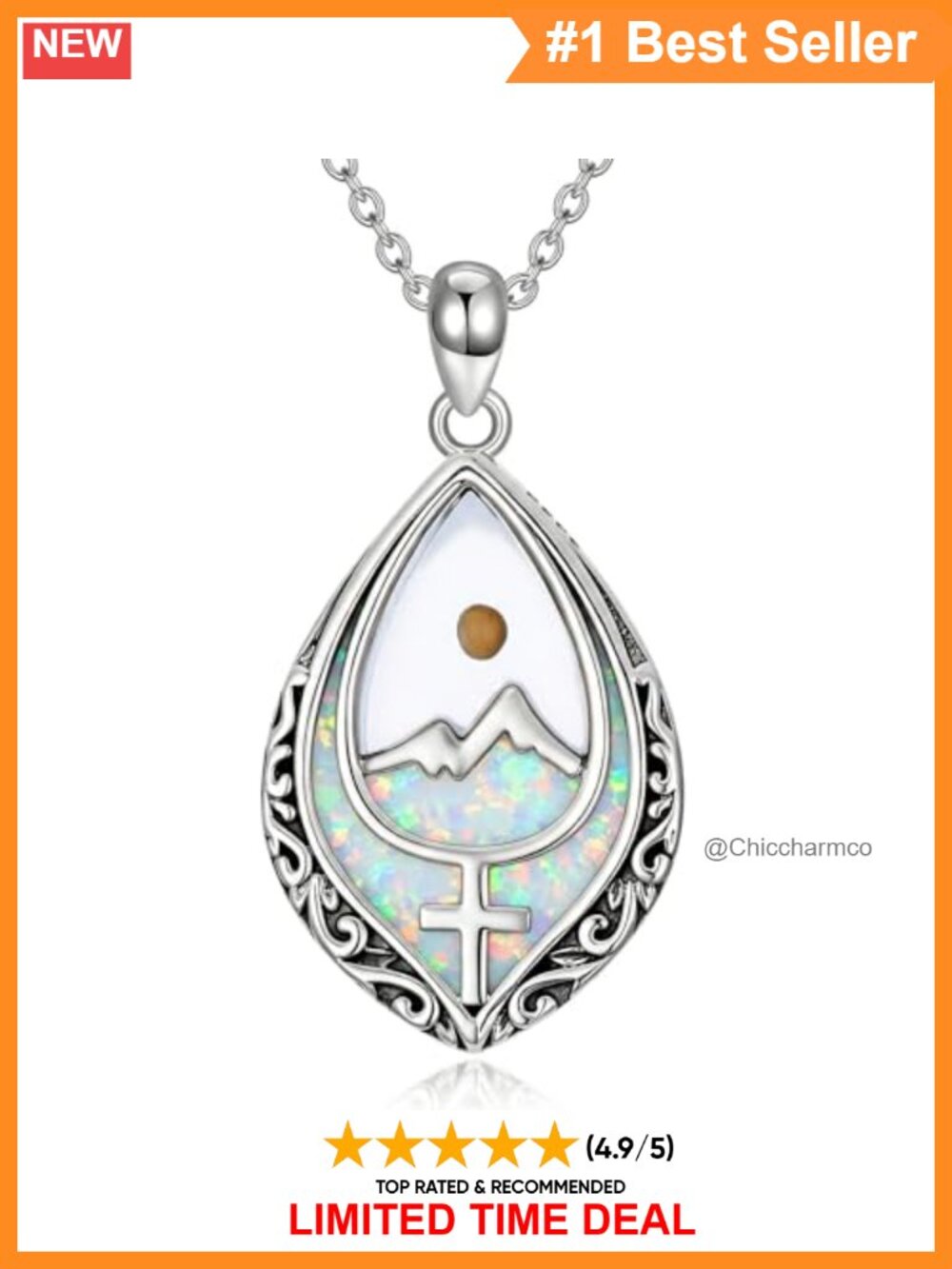 AOBOCO 925 Sterling Silver Mustard Seed Cross Necklace Christian Gift